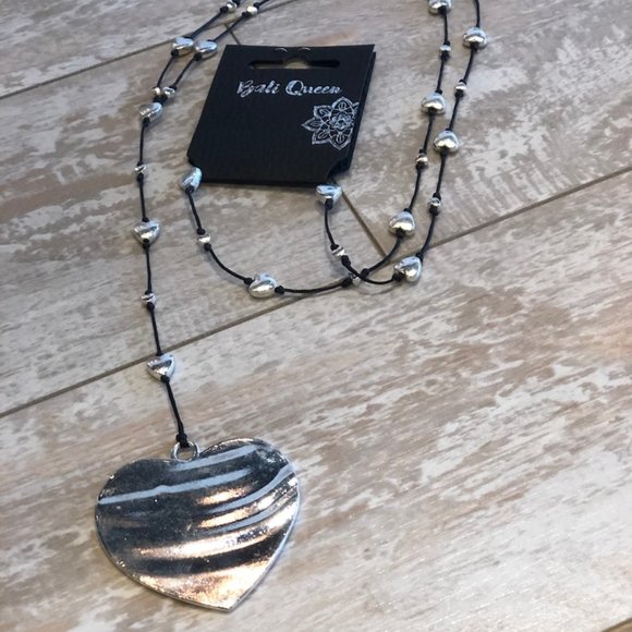 Bali Queen Jewelry Silver Hammered Heart Long Necklace Poshmark